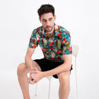 Funny Bigfoot Floral Tropical Golf Polo Shirt for Men