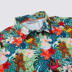 Funny Bigfoot Floral Tropical Golf Polo Shirt for Men