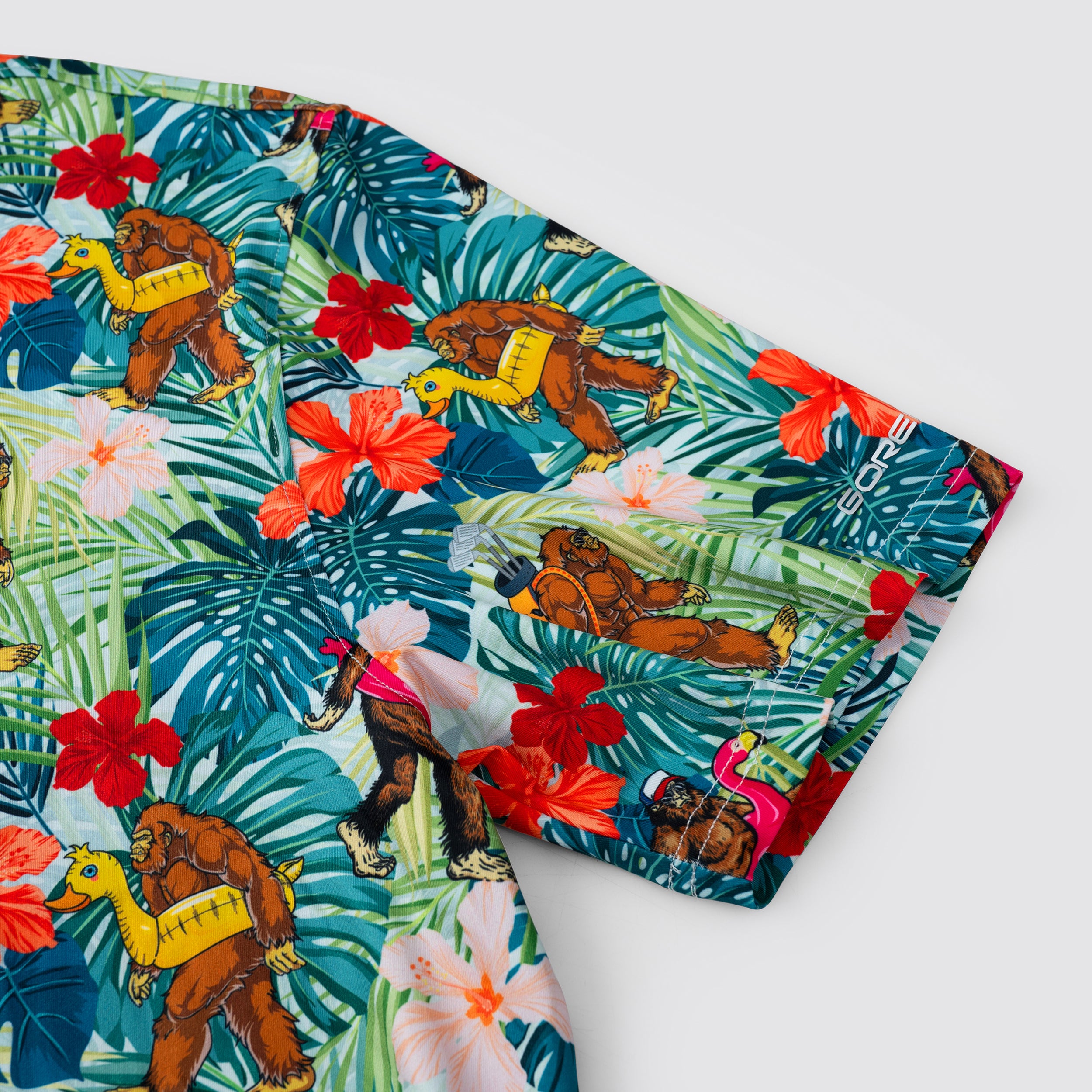 Funny Bigfoot Floral Tropical Golf Polo Shirt for Men