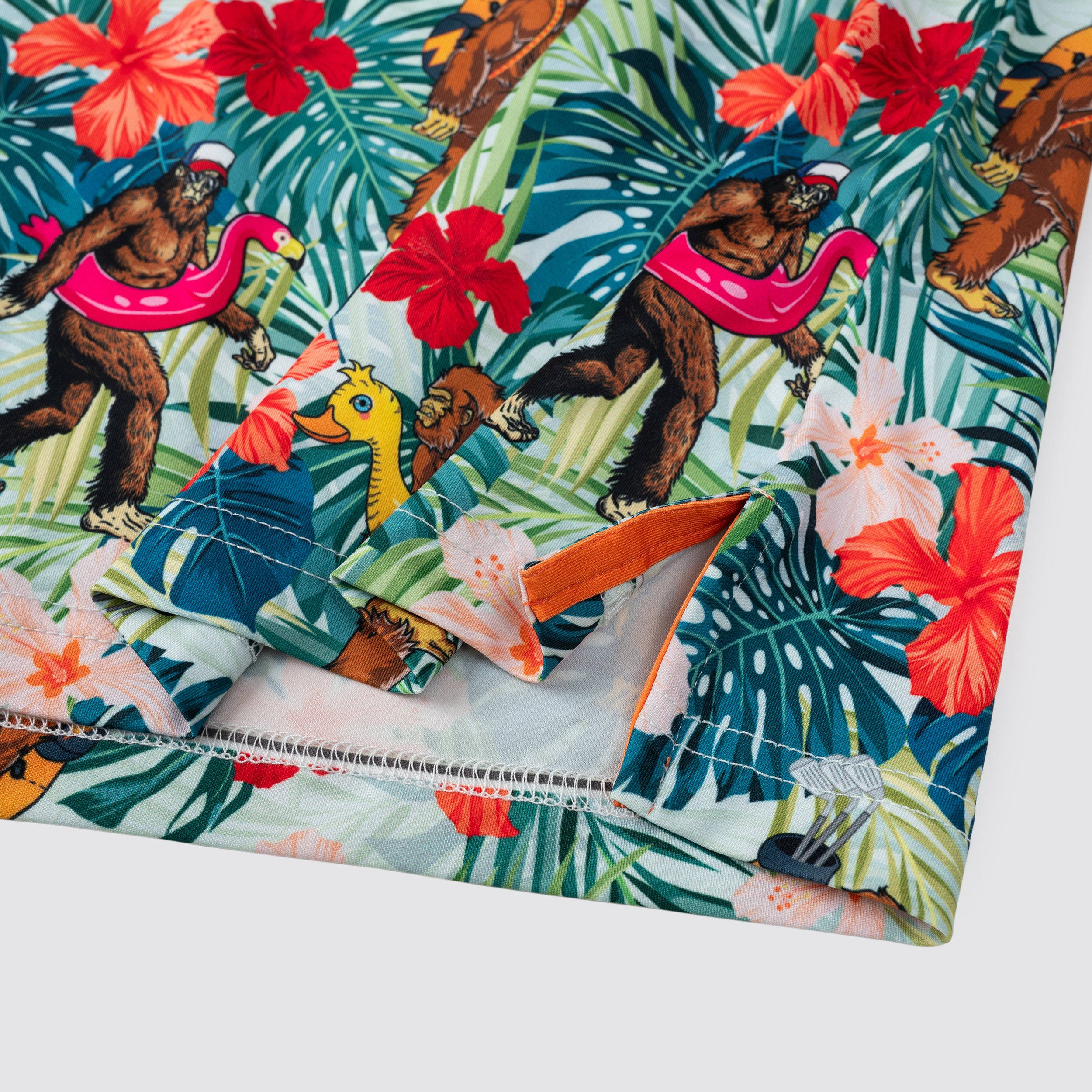 Funny Bigfoot Floral Tropical Golf Polo Shirt for Men