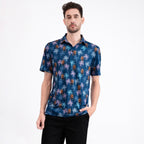Navy Bigfoot Floral Tropical Golf Polo Shirt for Men