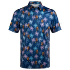 Navy Bigfoot Floral Tropical Golf Polo Shirt for Men