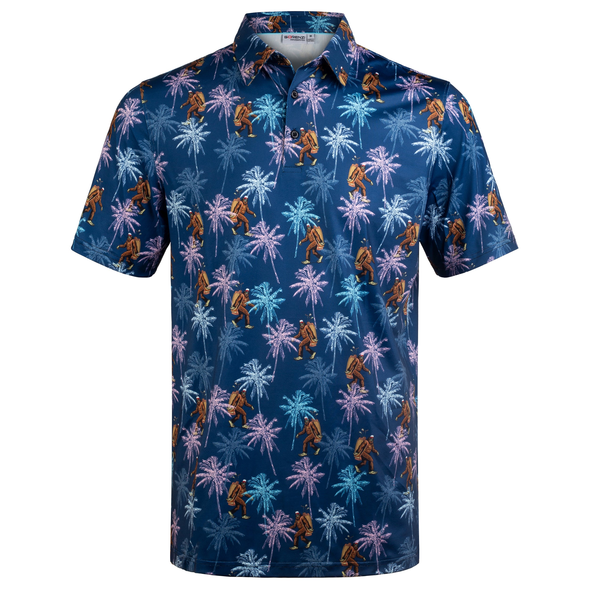 Navy Bigfoot Floral Tropical Golf Polo Shirt for Men