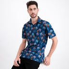 Navy Bigfoot Floral Tropical Golf Polo Shirt for Men