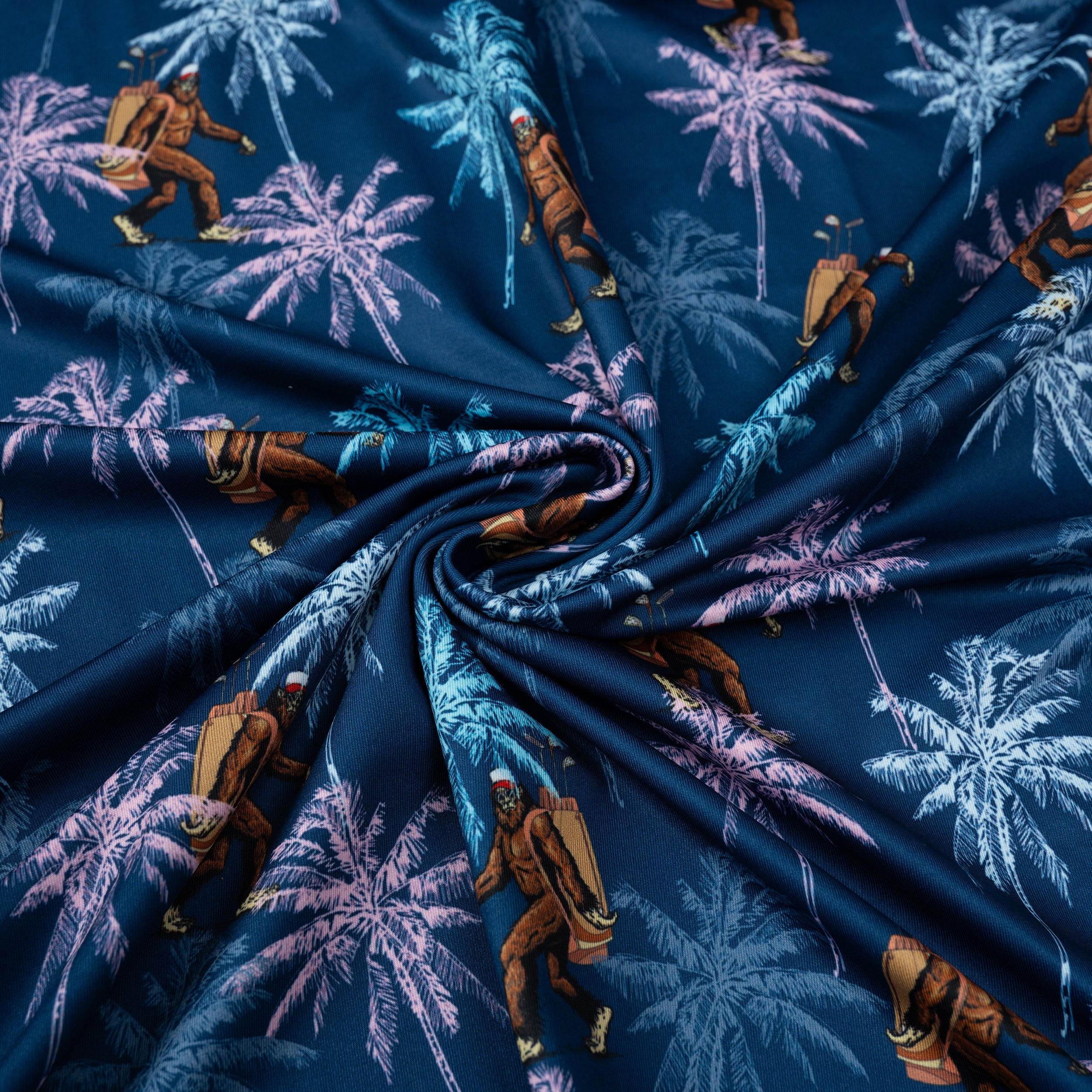 Navy Bigfoot Floral Tropical Golf Polo Shirt for Men
