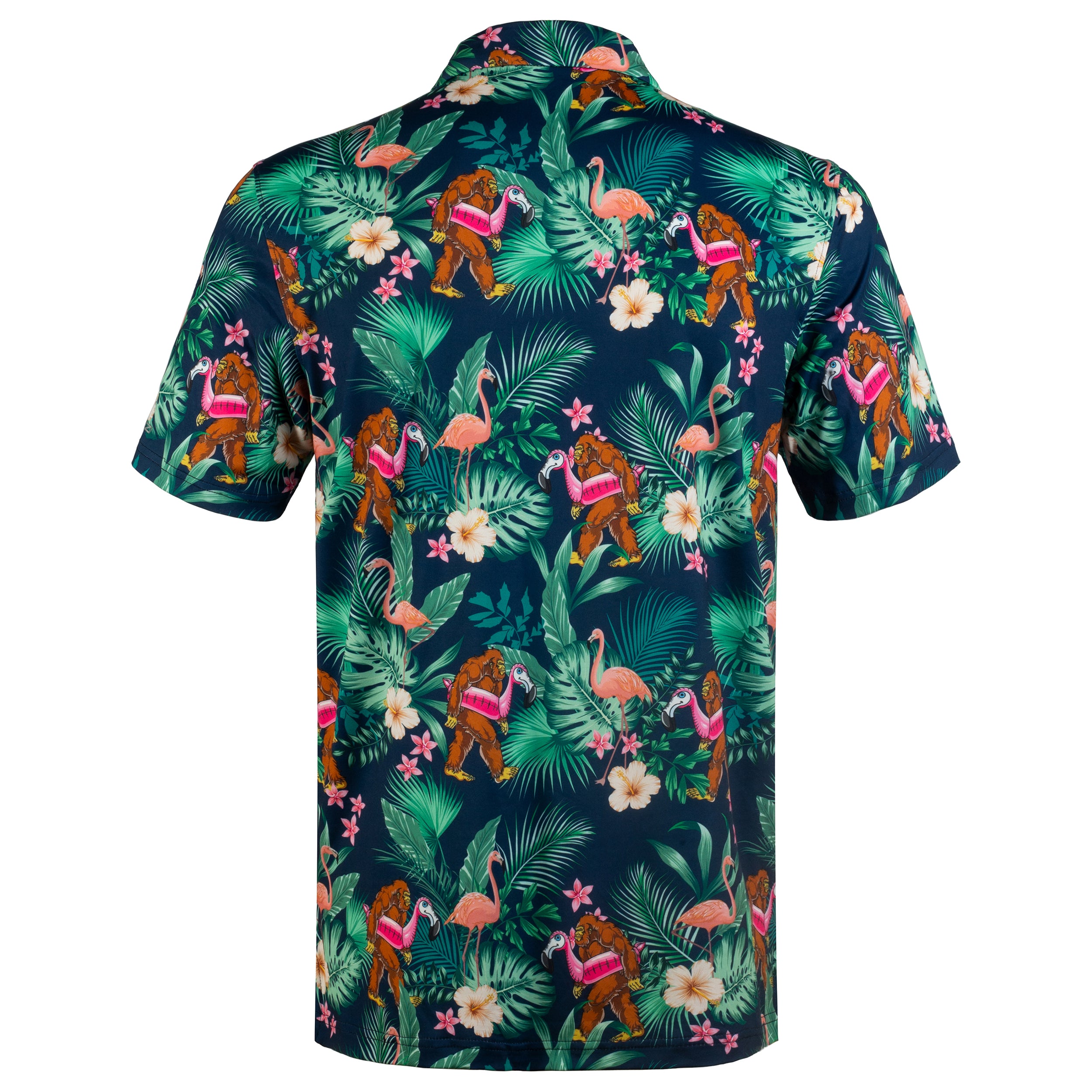 Green Bigfoot Floral Tropical Golf Polo Shirt for Men