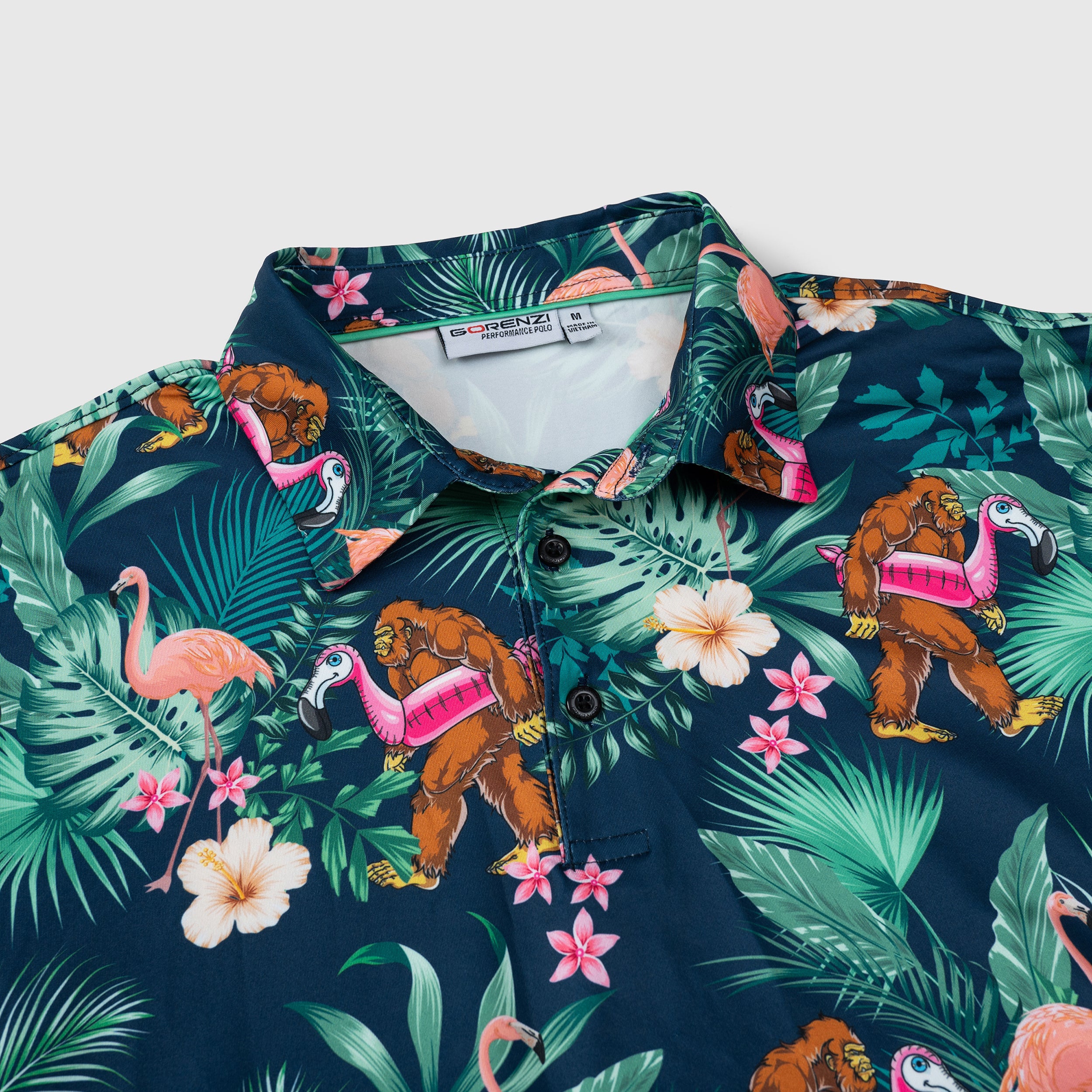 Green Bigfoot Floral Tropical Golf Polo Shirt for Men