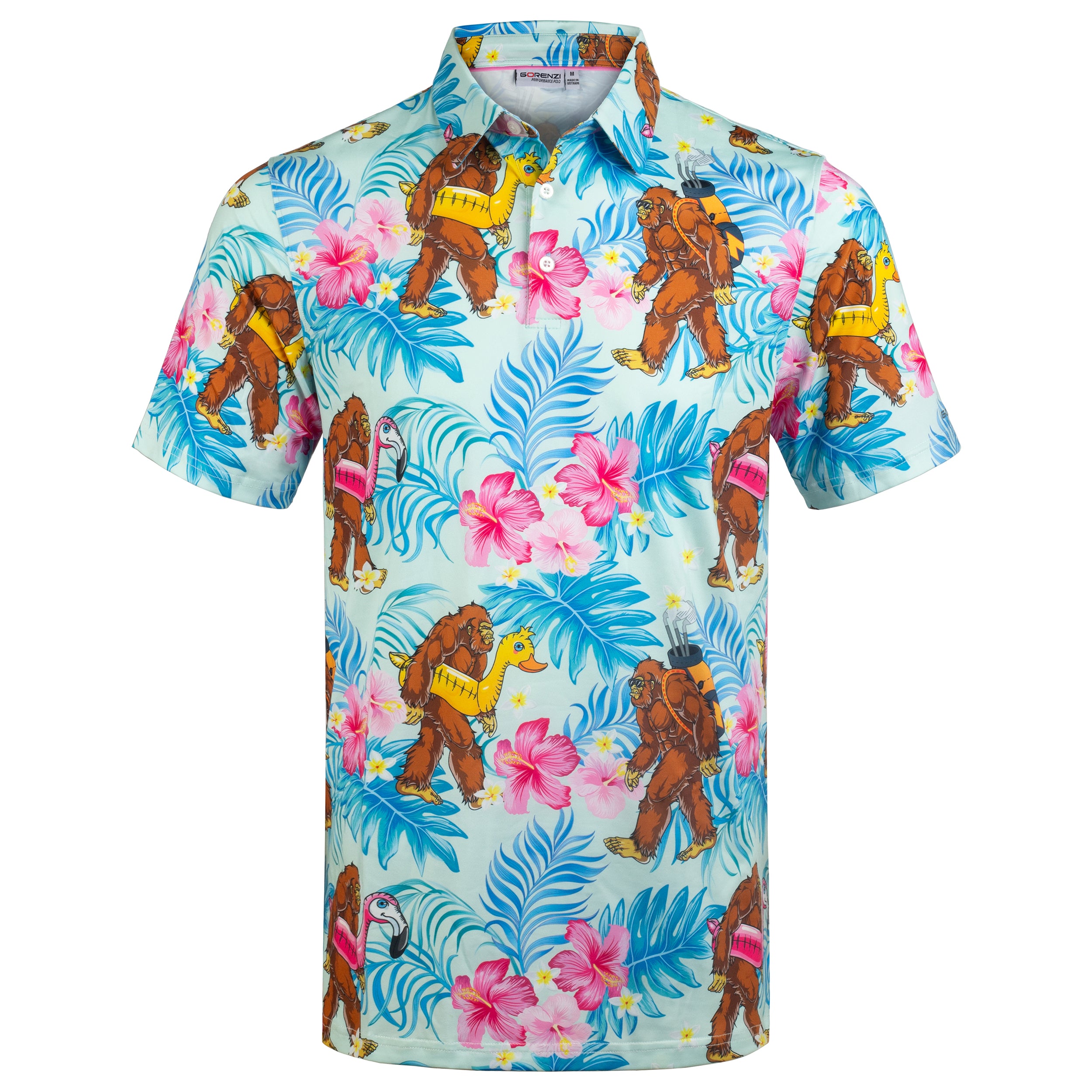 Island Bigfoot Flamingo Men’s Performance Golf Polo