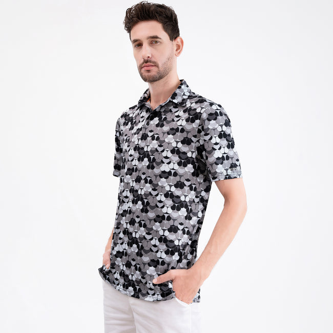 Black Whaile Tail Golf Polo Shirt for Men Main Image