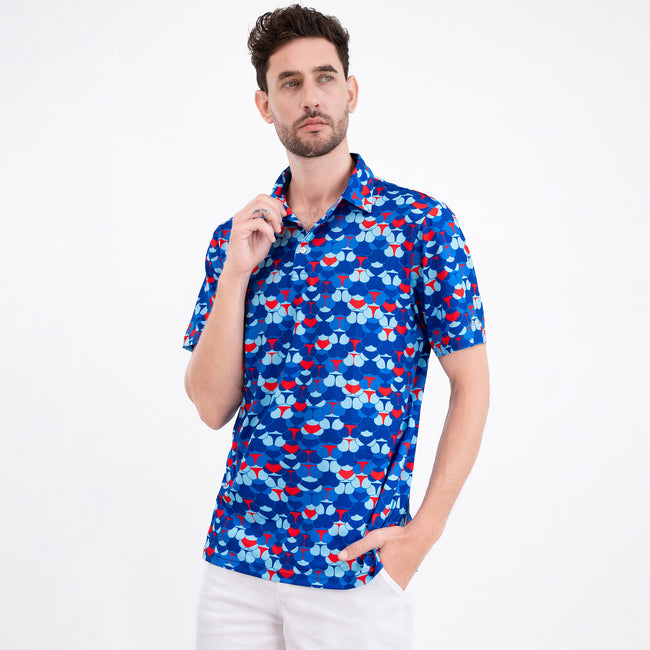 Blue Whaile Tail Golf Polo Shirt for Men Main Image