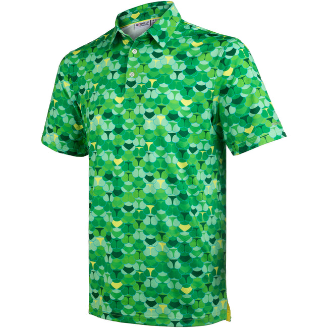 Green Whaile Tail Golf Polo Shirt for Men Hover Image