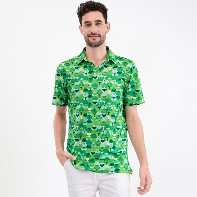 Green Whaile Tail Golf Polo Shirt for Men Main Image