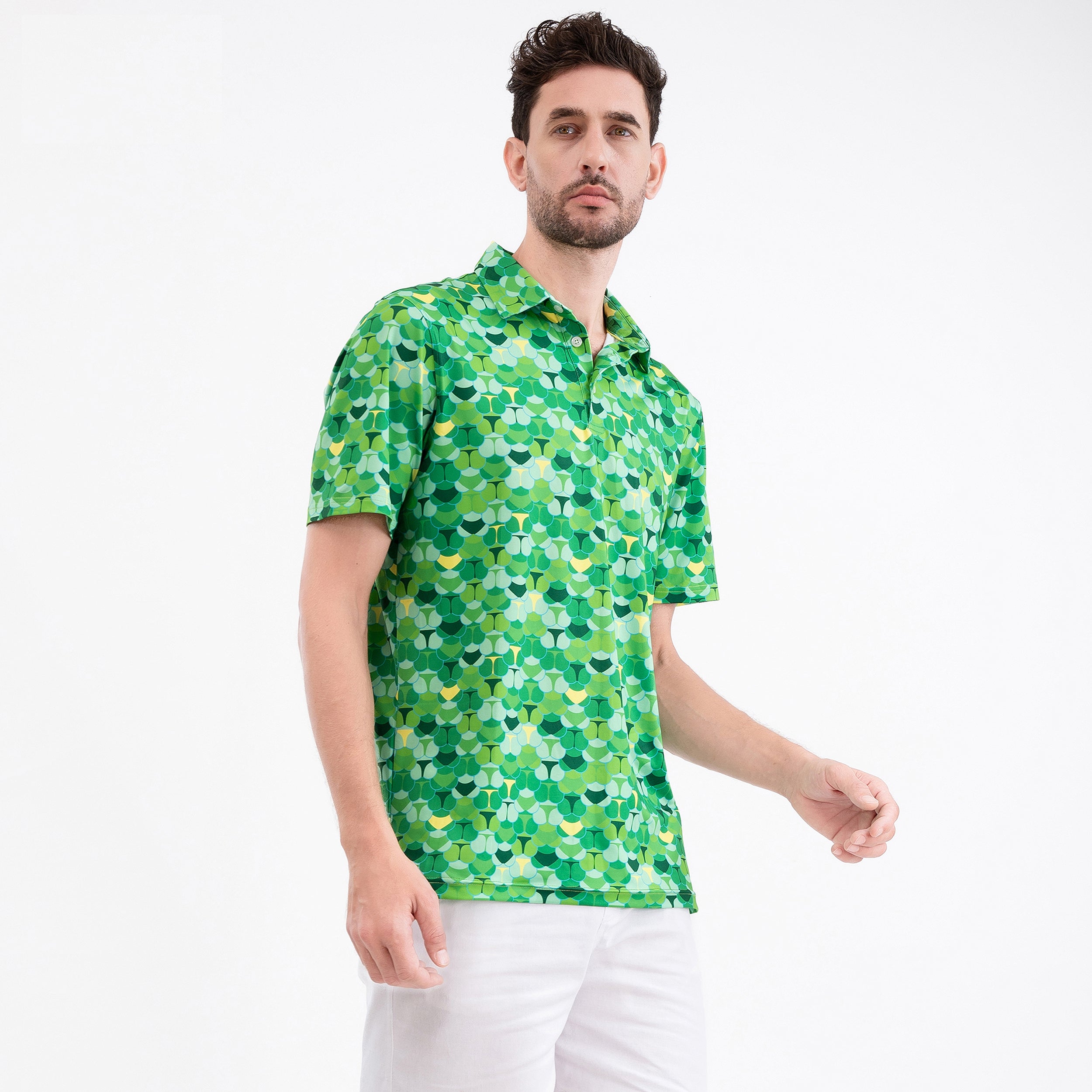 Green Whaile Tail Men’s Performance Golf Polo