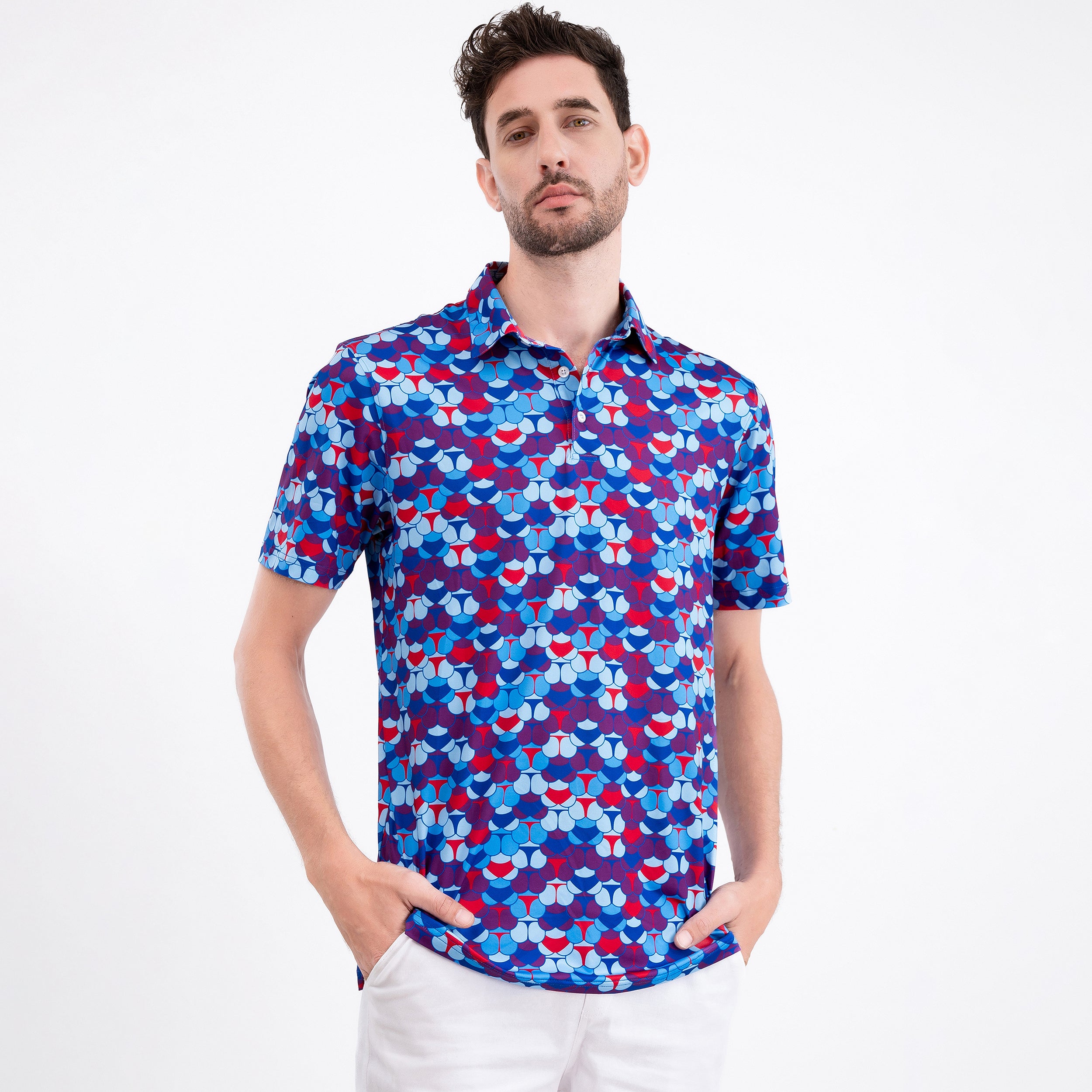 Purple Whaile Tail Men’s Performance Golf Polo