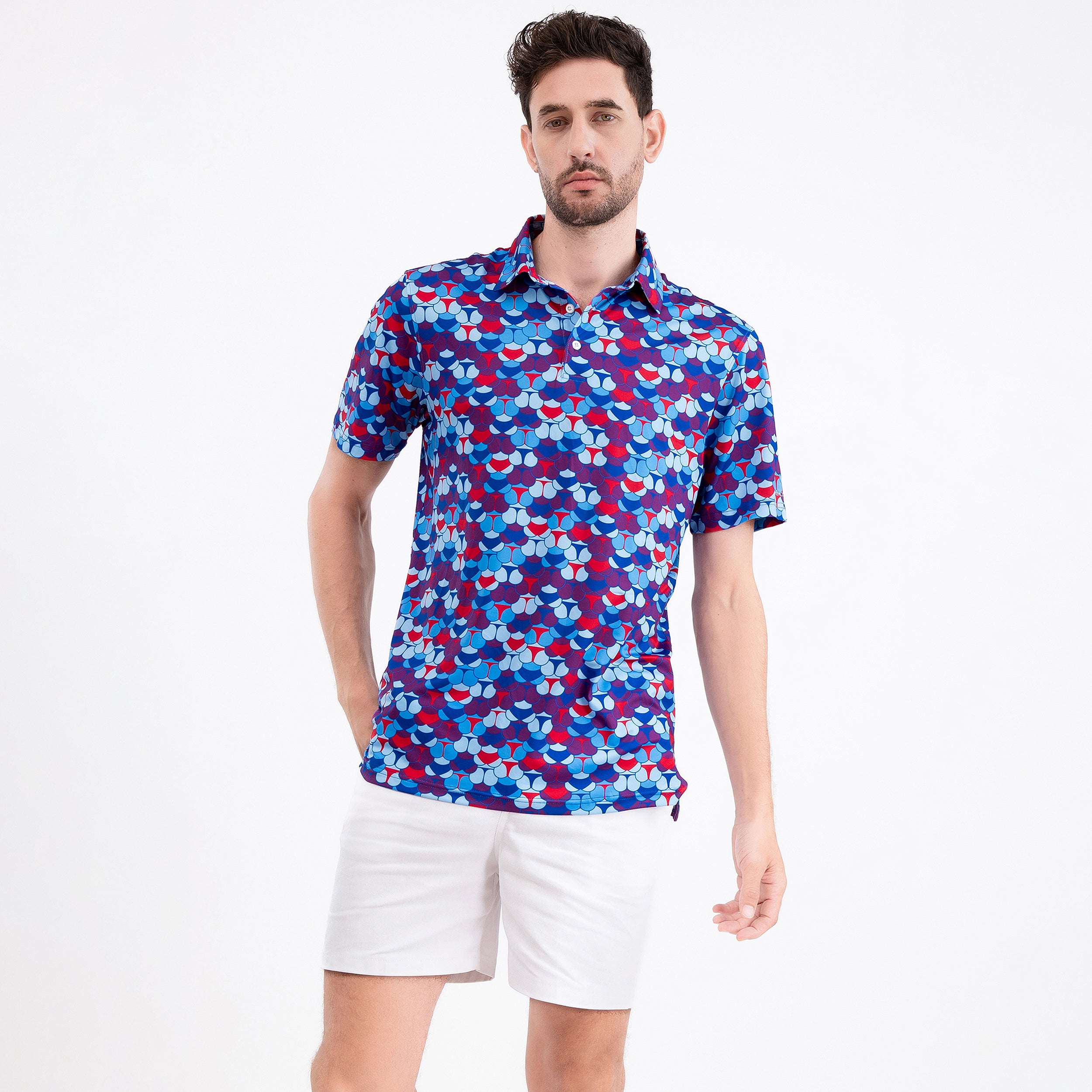 Purple Whaile Tail Men’s Performance Golf Polo