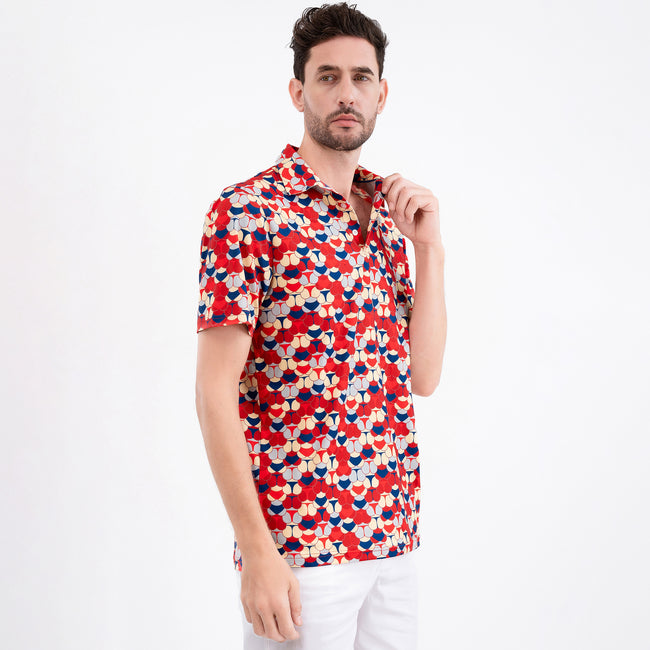 Red Whaile Tail Golf Polo Shirt for Men Main Image