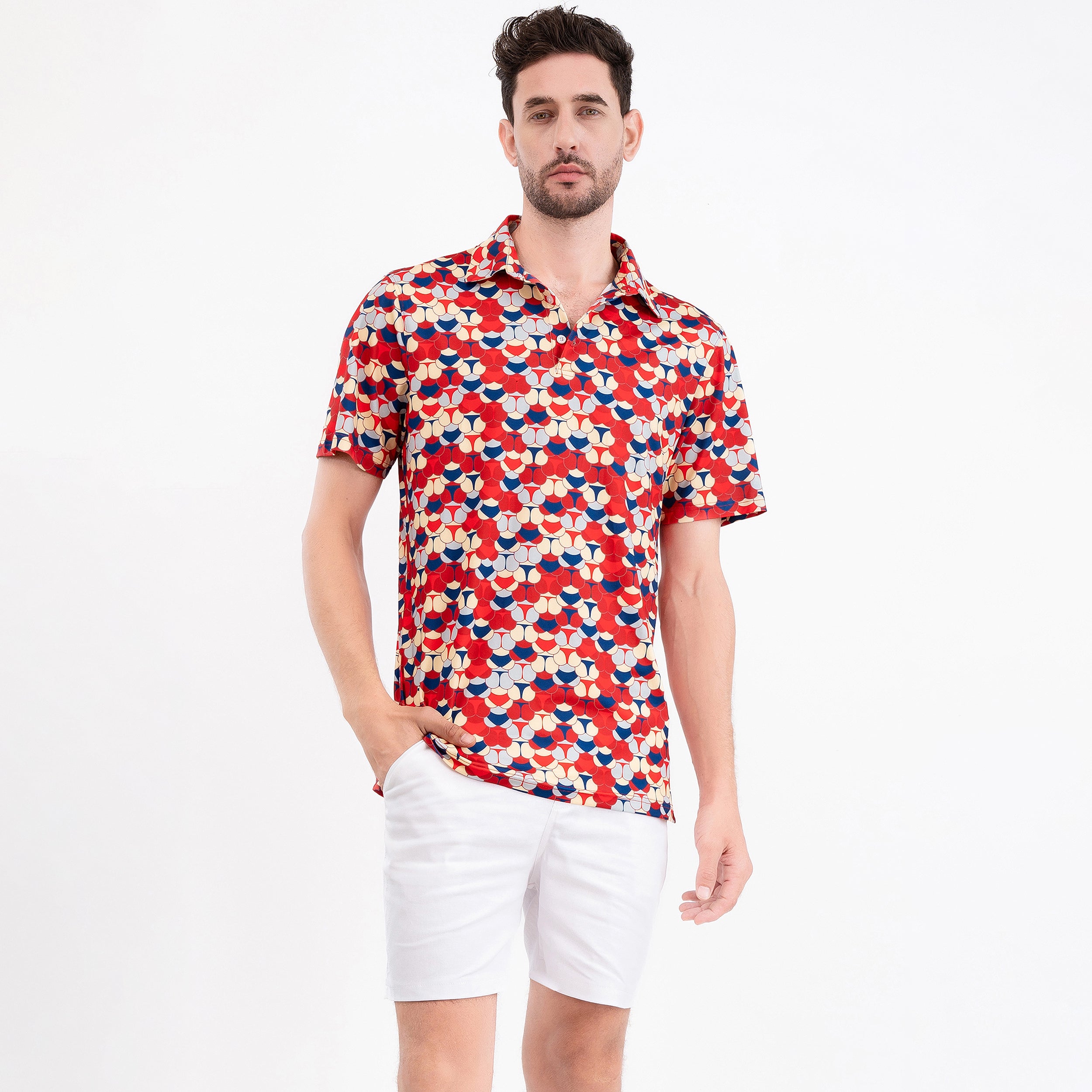 Red Whaile Tail Men’s Performance Golf Polo