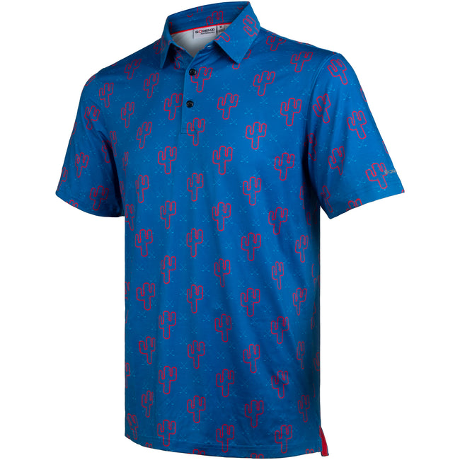 Blue Cactus Funny Golf Polo Shirt for Men Hover Image