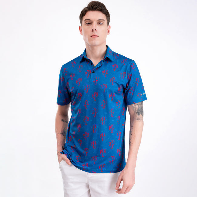 Blue Cactus Funny Golf Polo Shirt for Men Main Image