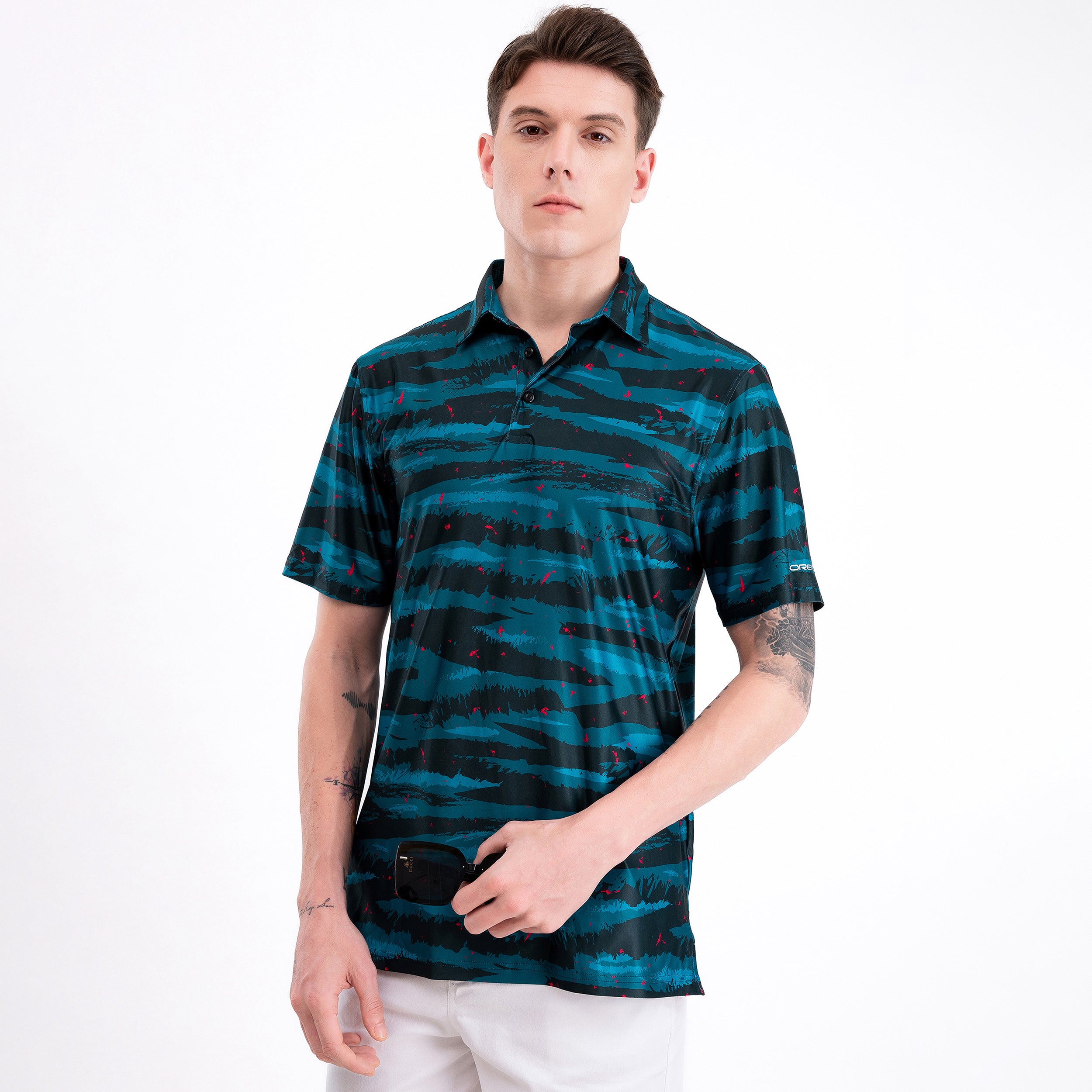 Green Tiger Camo Men’s Performance Golf Polo