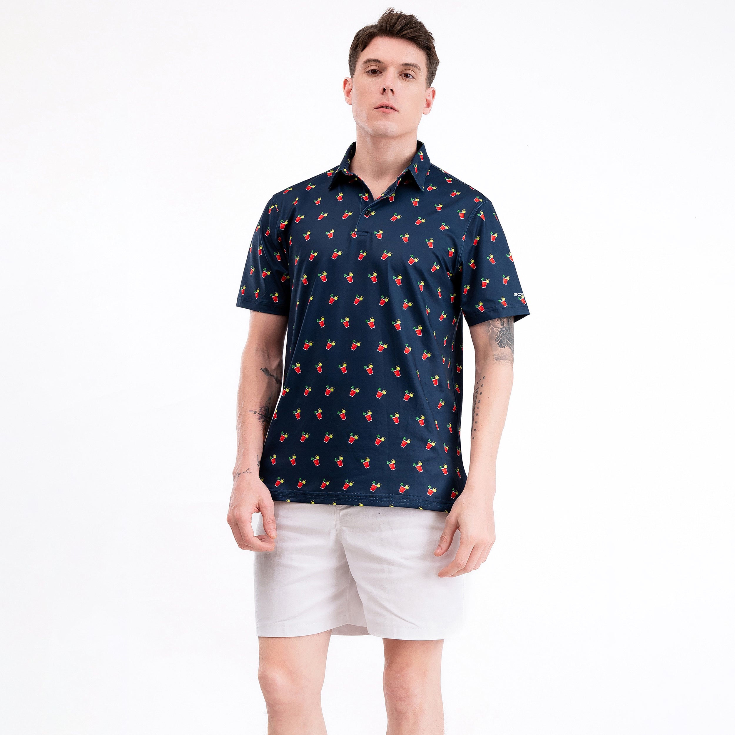 Navy Cocktail Funny Golf Polo Shirt for Men