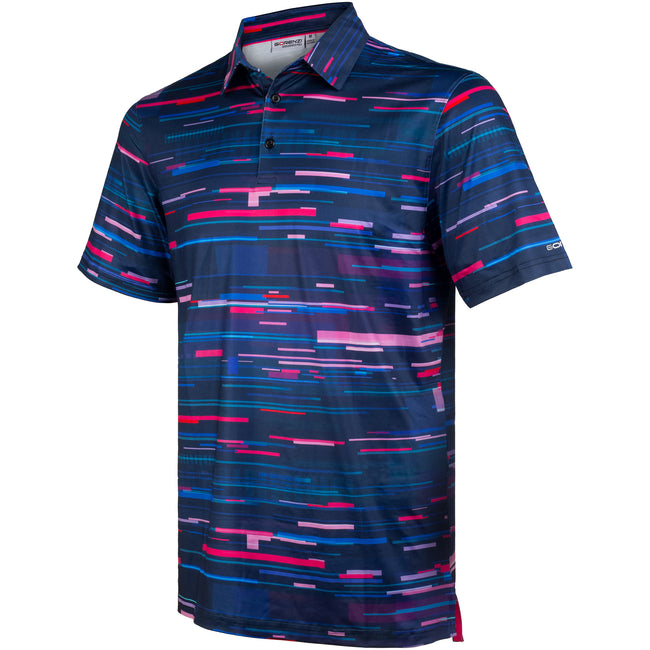 Blue Neon Line Golf Polo Shirt for Men Hover Image