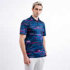 Navy Pink Speed Stripe Men’s Performance Golf Polo