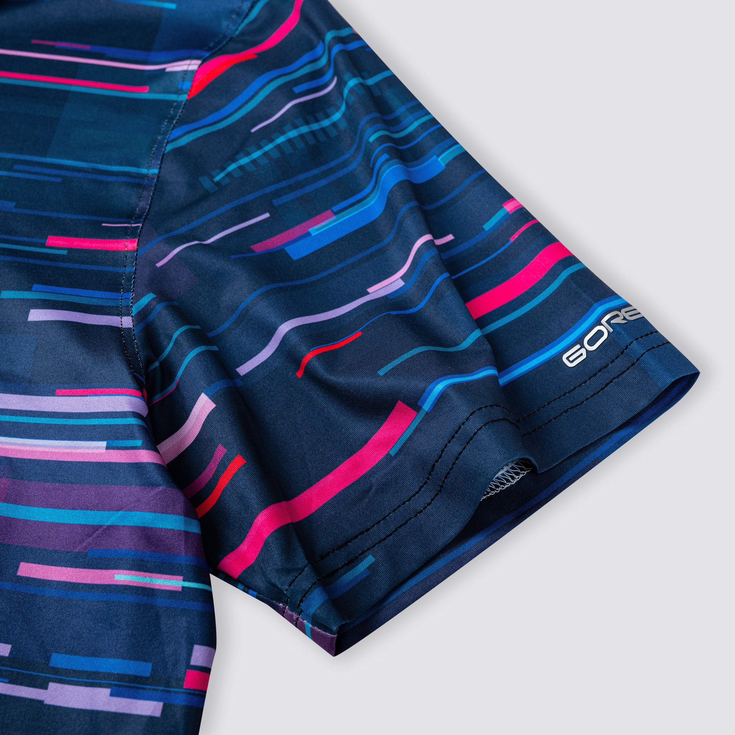 Navy Pink Speed Stripe Men’s Performance Golf Polo