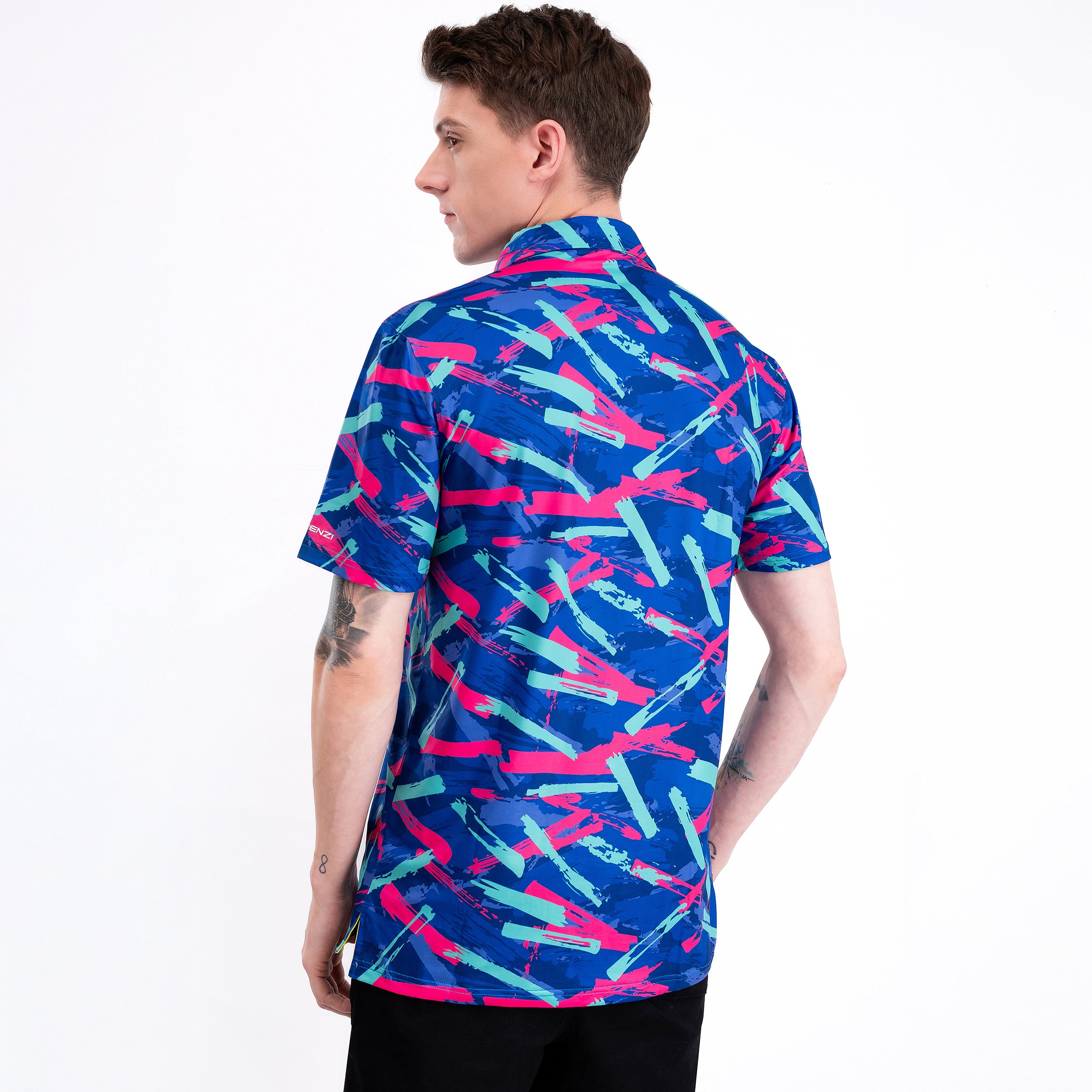 Blue Paint Smear Golf Polo Shirt for Men