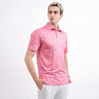 Pink Paint Flakes Golf Polo Shirt for Men