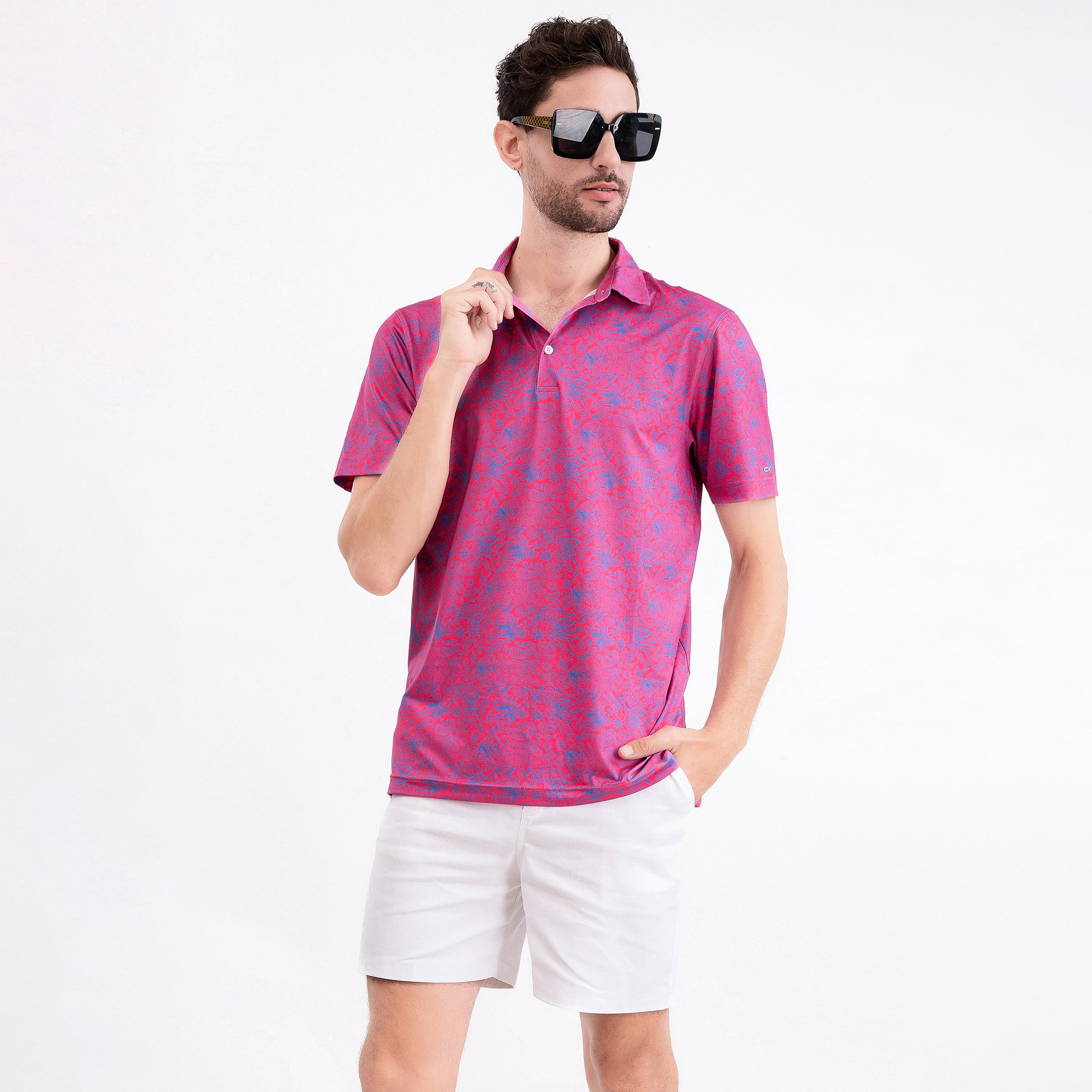 Magenta Paisley Men’s Performance Golf Polo