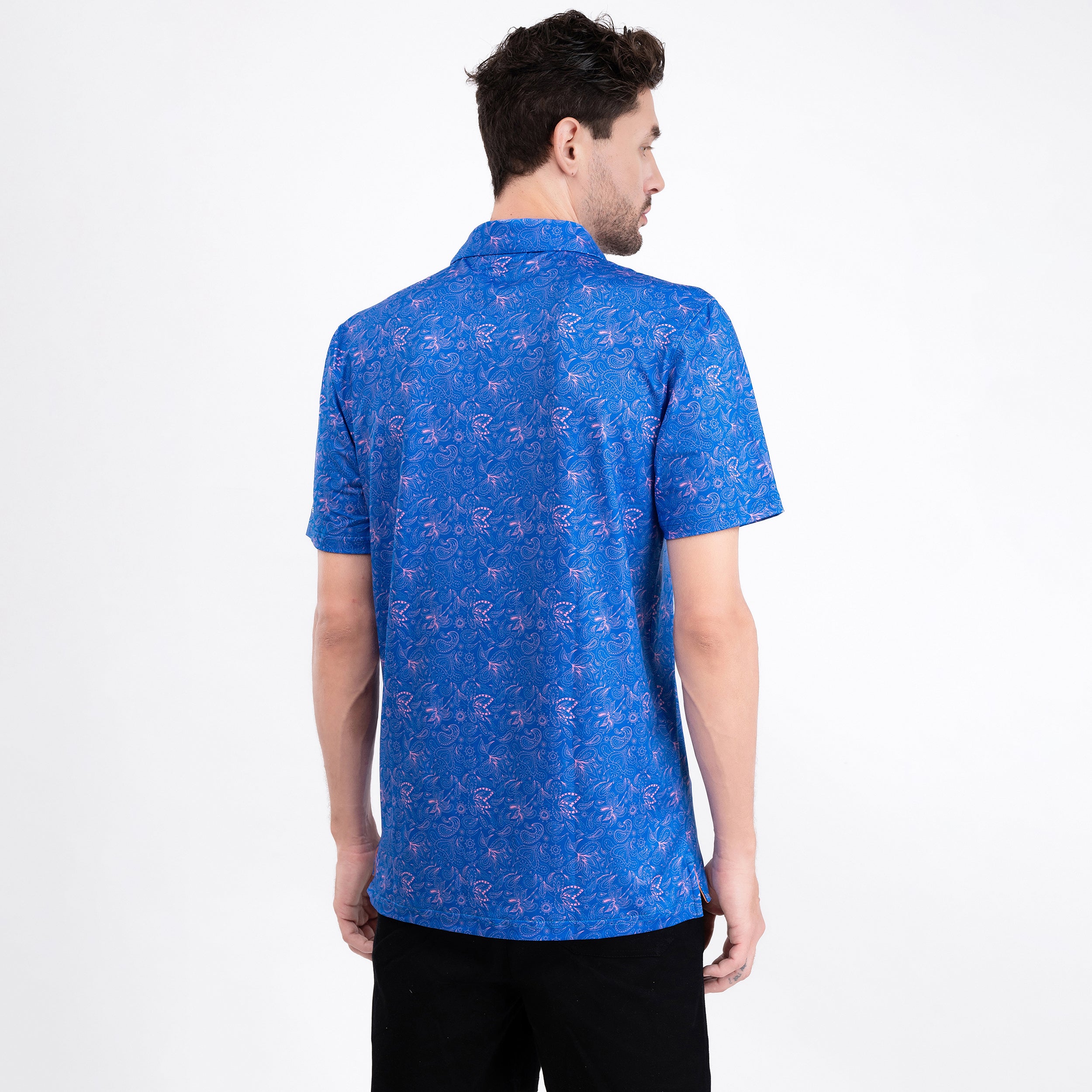 Royal Blue Paisley Men’s Performance Golf Polo