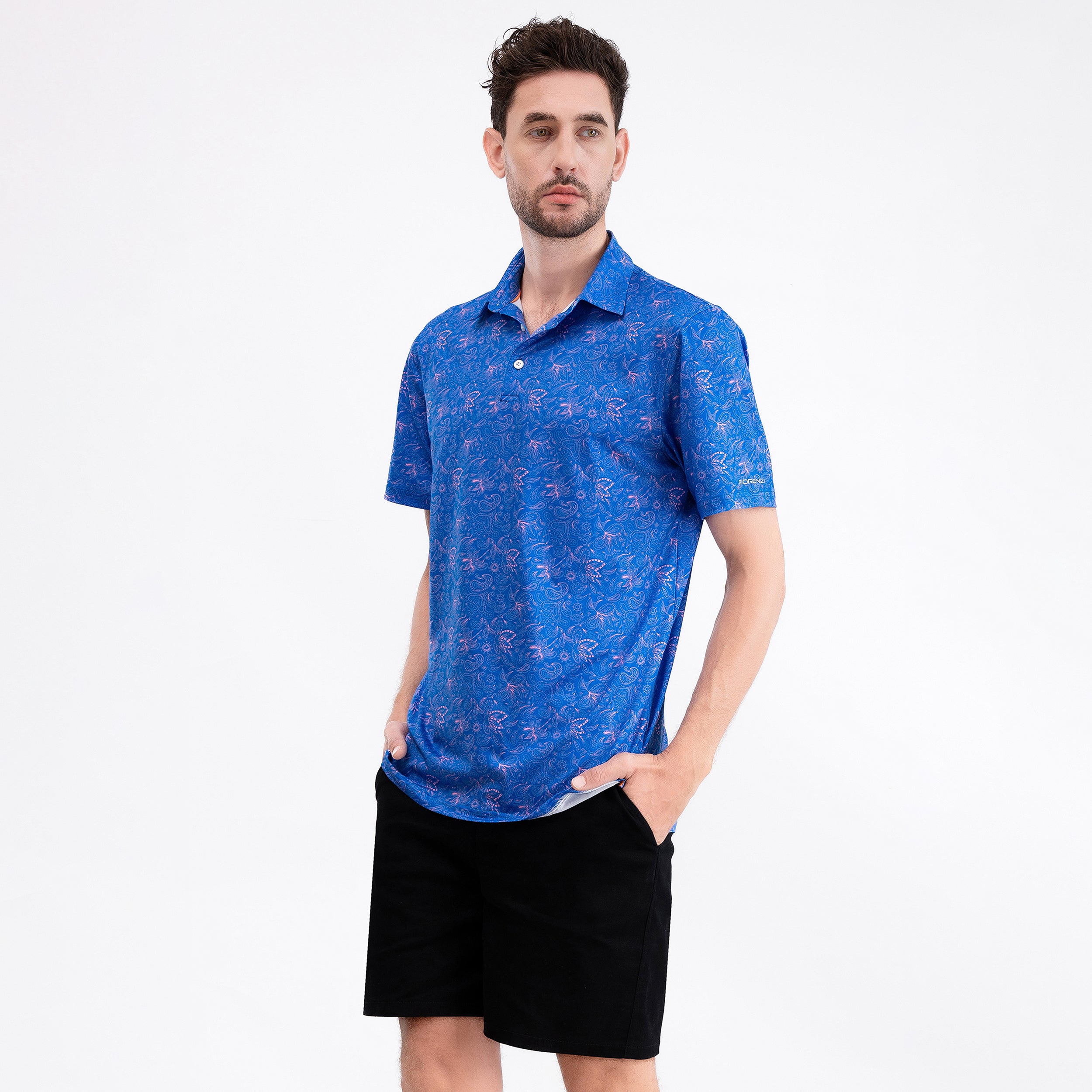 Royal Blue Paisley Men’s Performance Golf Polo