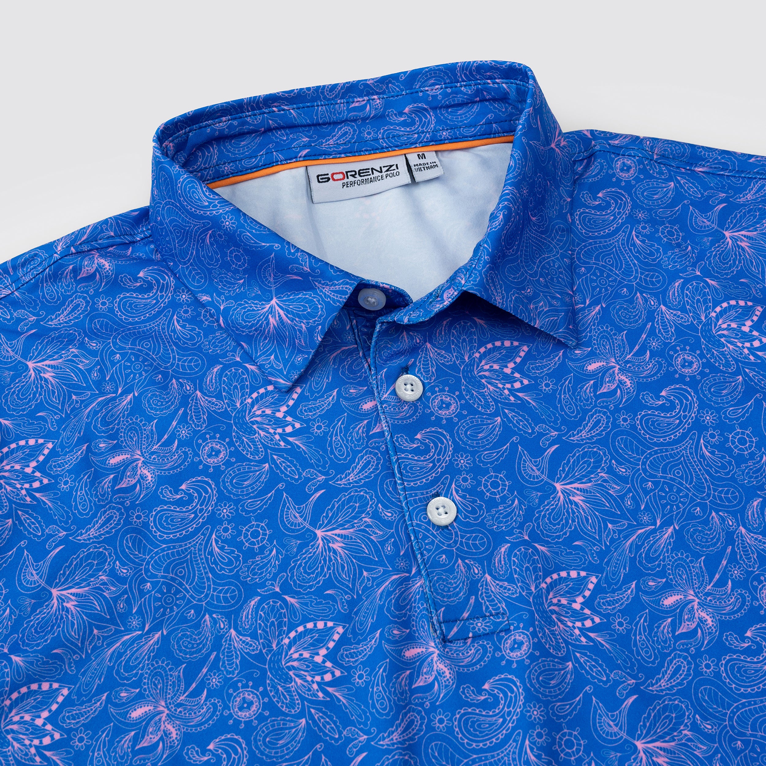 Royal Blue Paisley Men’s Performance Golf Polo
