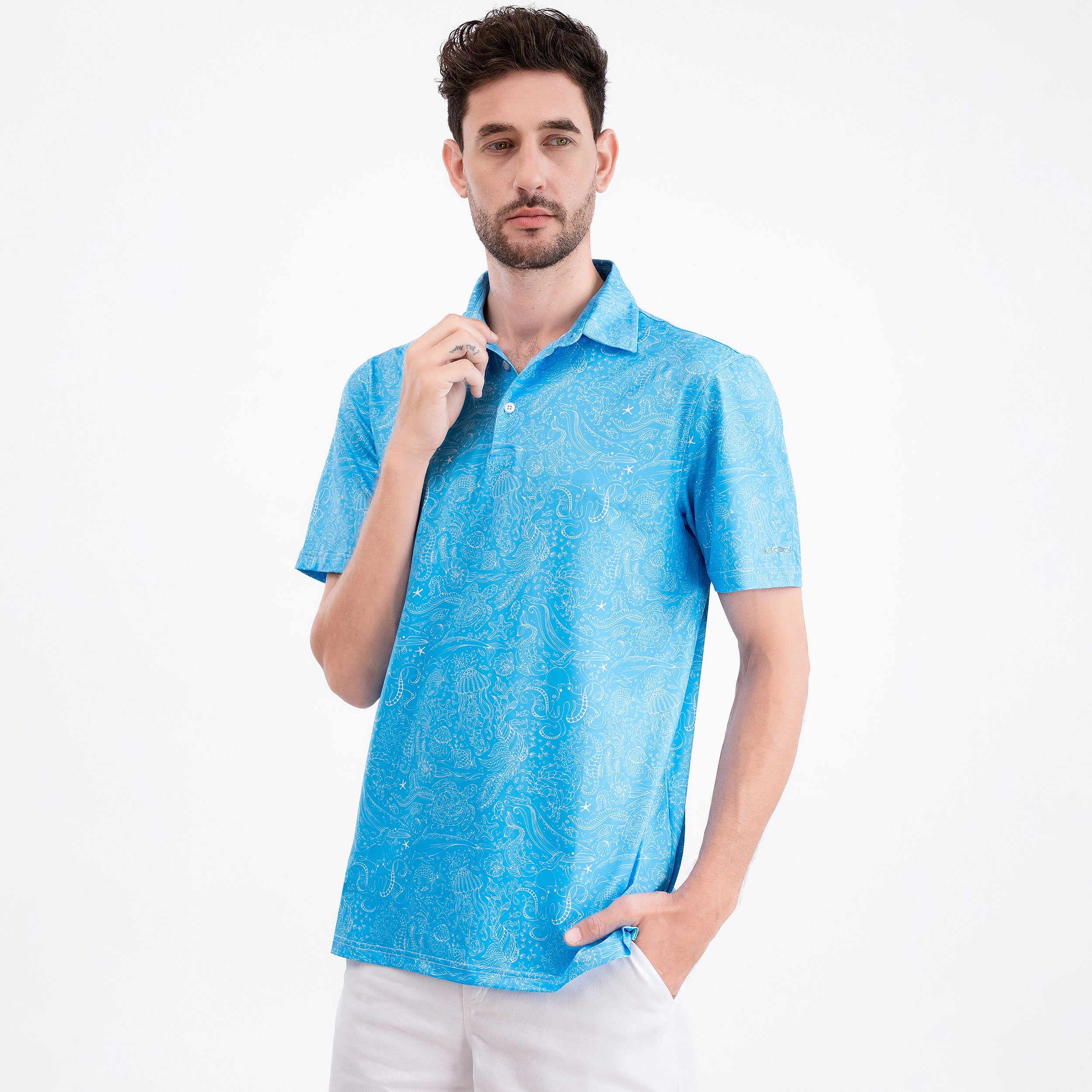 Ocean Blue Sea Life Men’s Performance Golf Polo