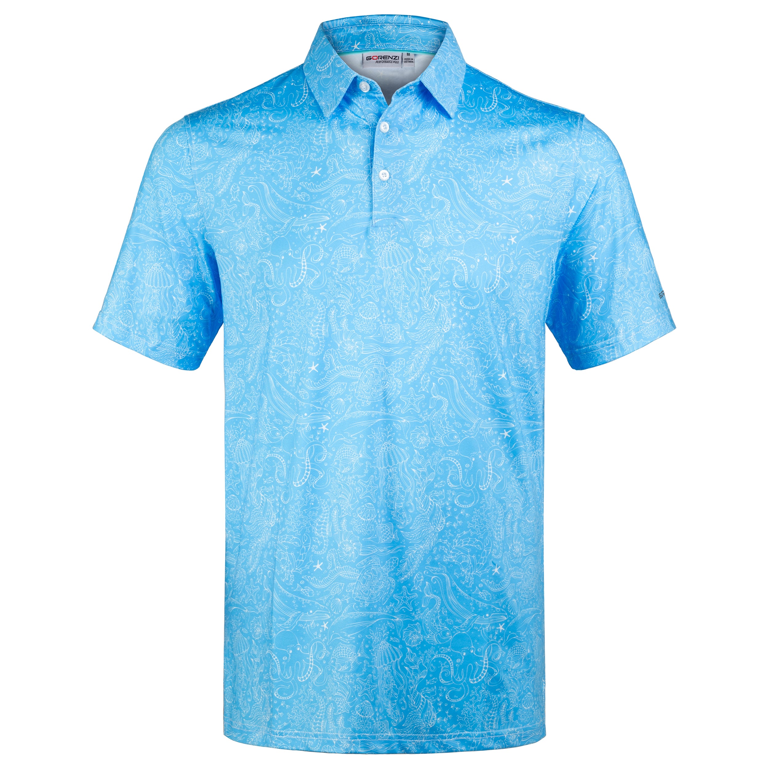 Ocean Blue Sea Life Men’s Performance Golf Polo