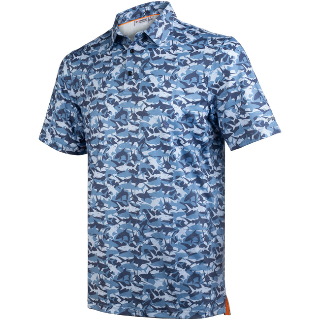 Camoflauge Shark Wave Golf Polo Shirt for Men Hover Image