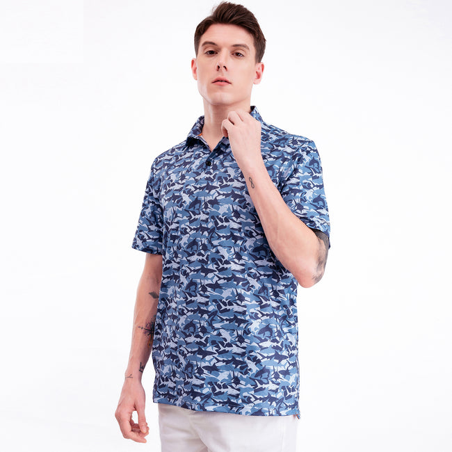 Camoflauge Shark Wave Golf Polo Shirt for Men Main Image