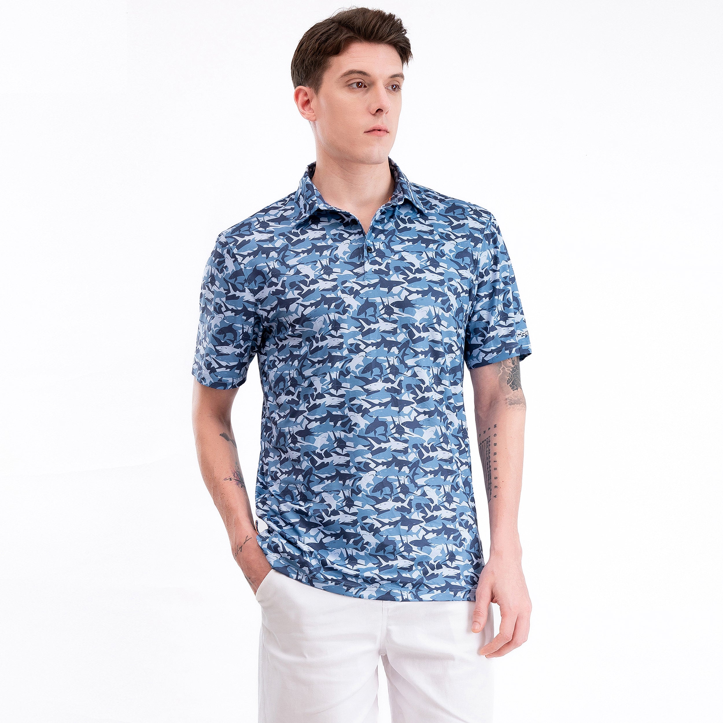 Shark Camo Men’s Performance Golf Polo