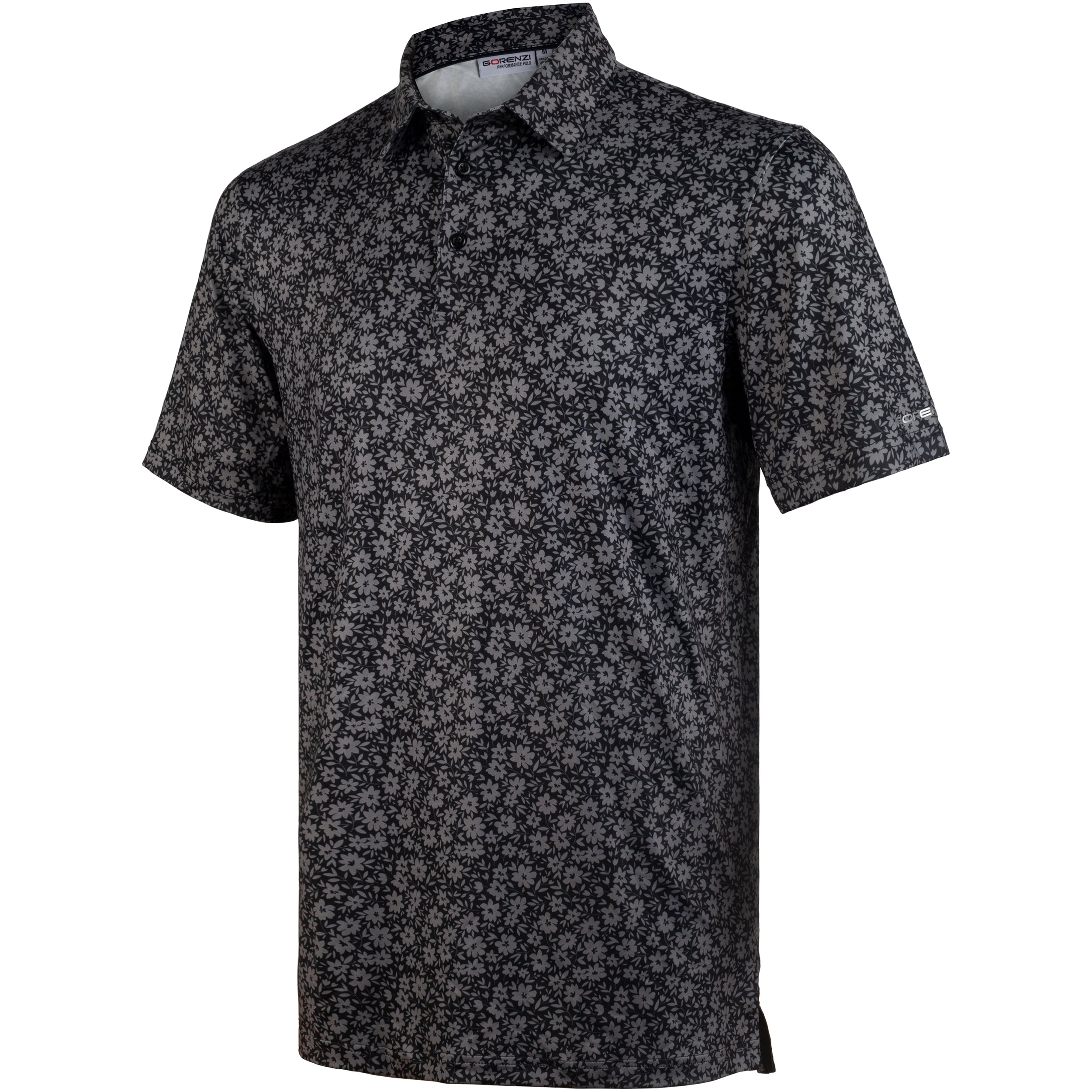 Black Tropical Floral Men’s Performance Golf Polo