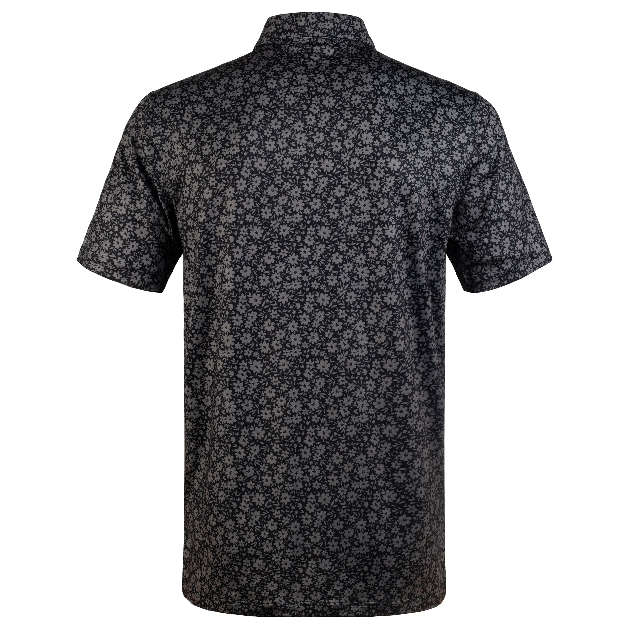 Black Tropical Floral Men’s Performance Golf Polo