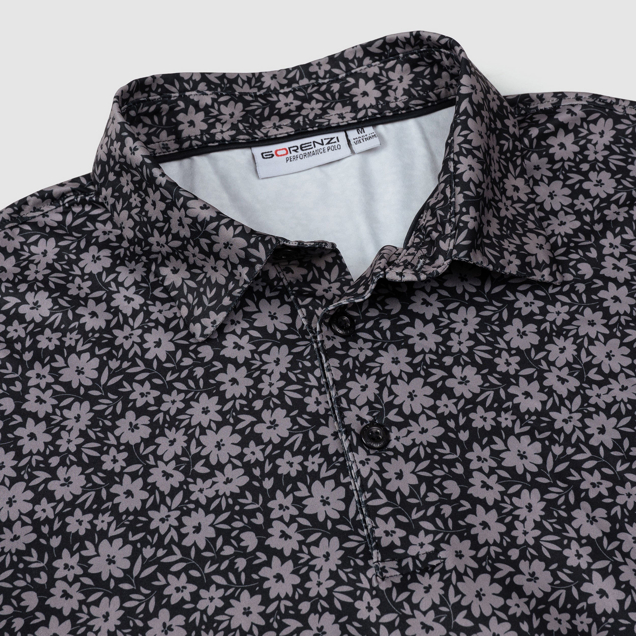 Black Tropical Floral Men’s Performance Golf Polo