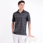 Black Tropical Floral Men’s Performance Golf Polo