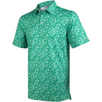 Green Tropical Floral Men’s Performance Golf Polo