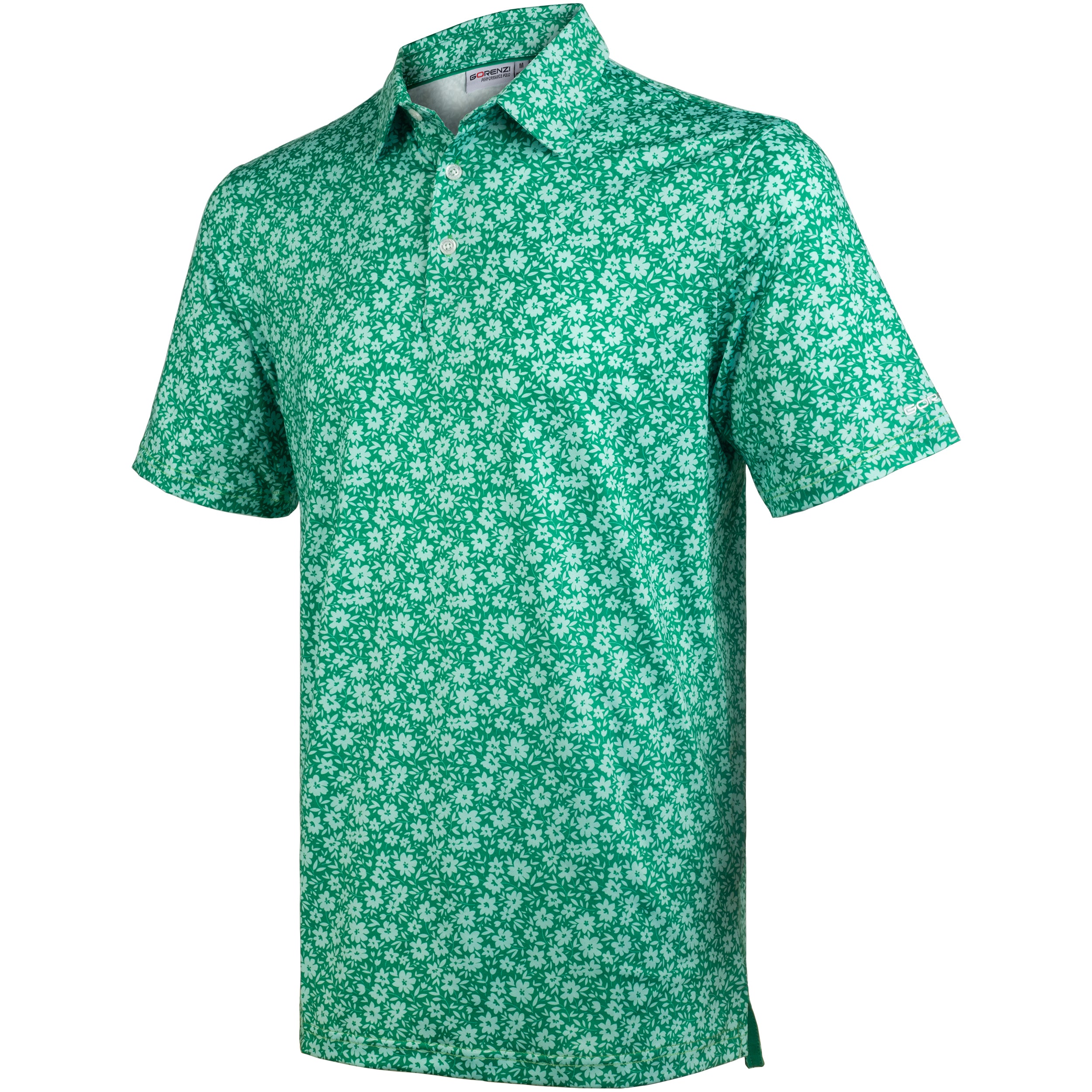 Green Tropical Floral Men’s Performance Golf Polo