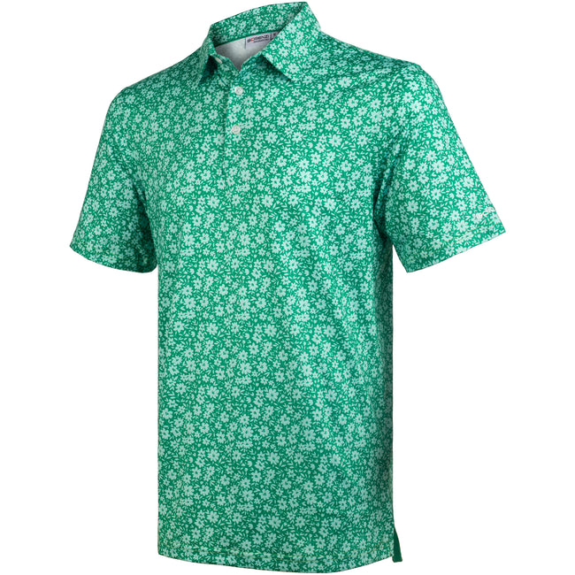 Green Floral Tropical Golf Polo Shirt for Men Hover Image