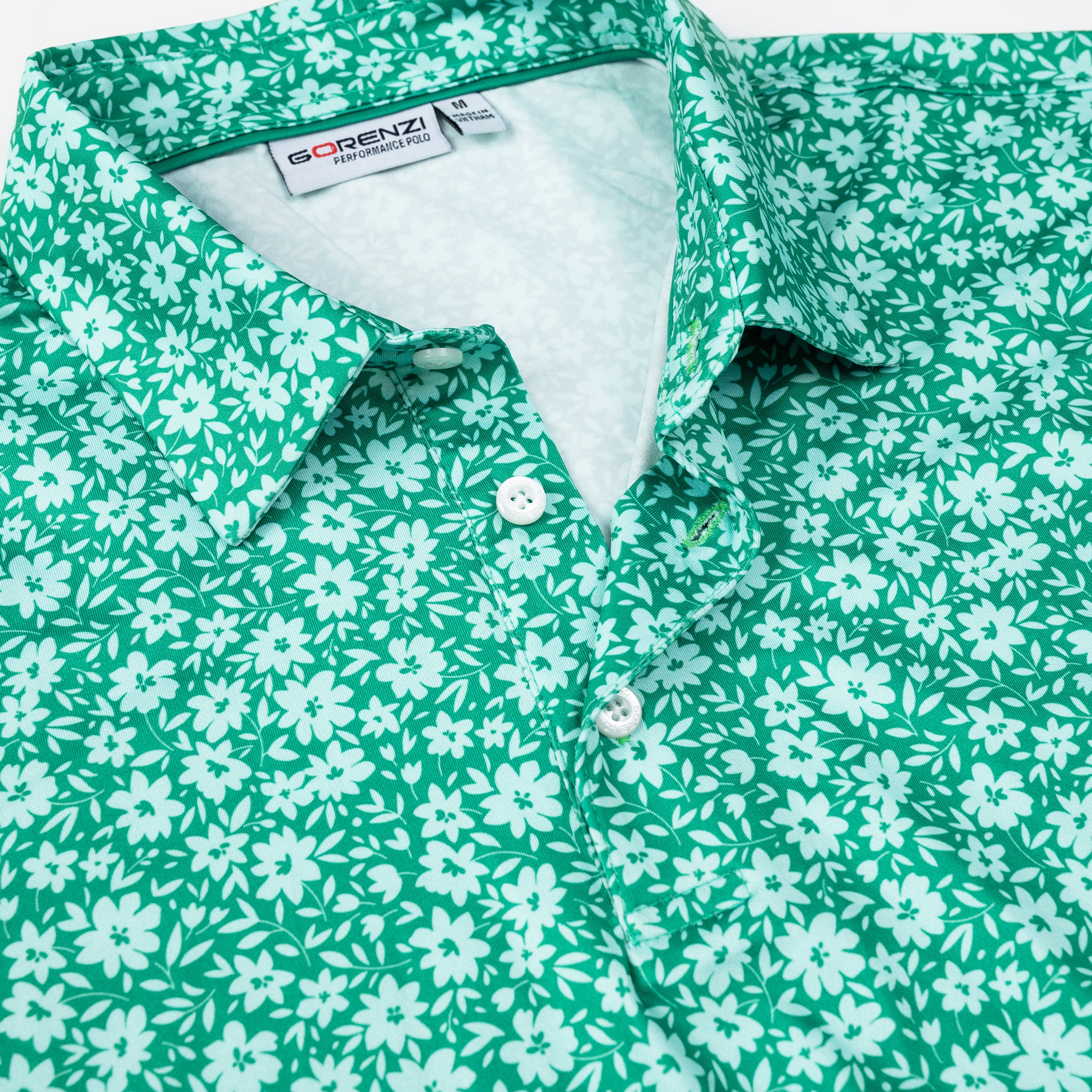 Green Tropical Floral Men’s Performance Golf Polo