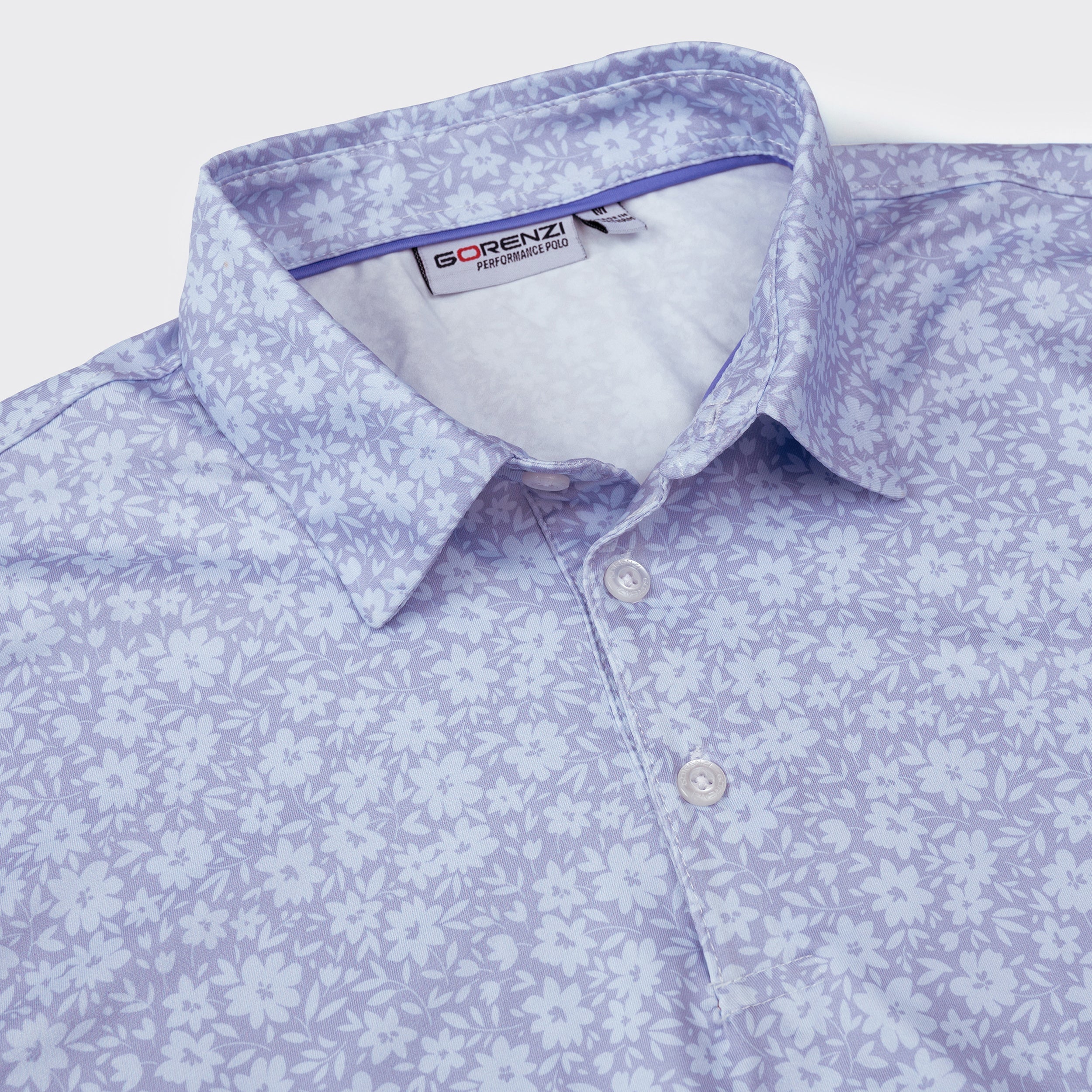Lavender Tropical Floral Men’s Performance Golf Polo