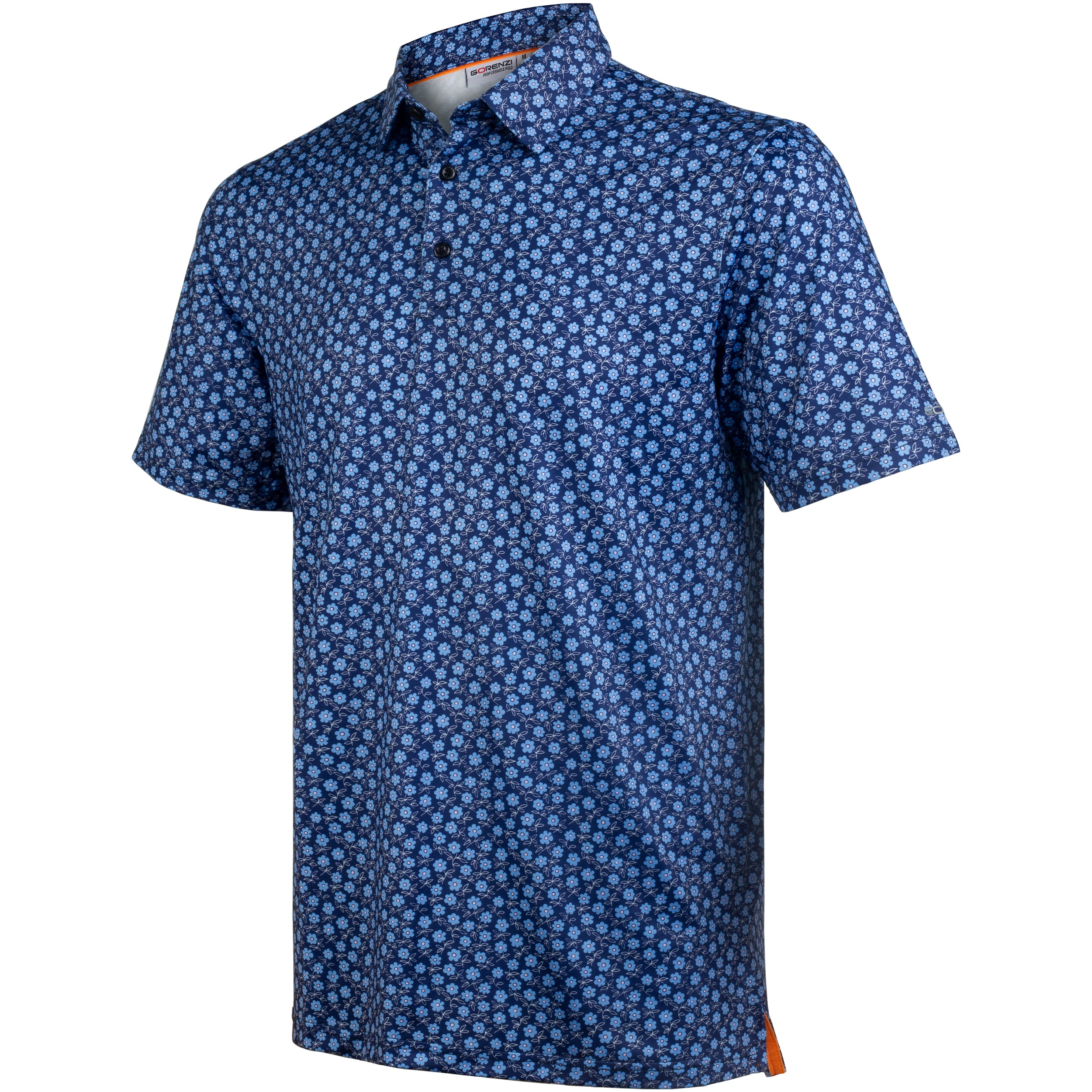 Navy Tropical Floral Men’s Performance Golf Polo