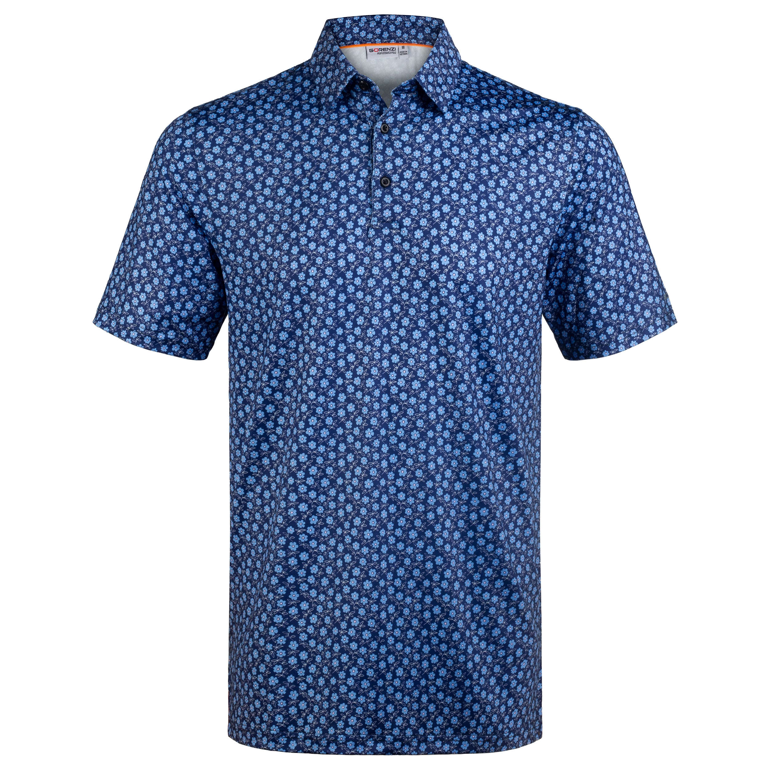 Navy Tropical Floral Men’s Performance Golf Polo